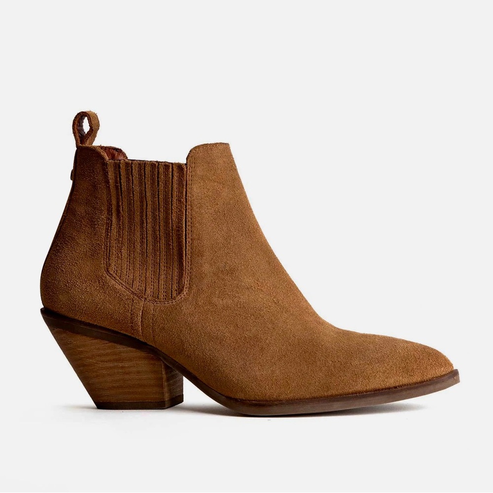 Excellent Condition Portland Leather Goods Patina Sienna Suede Ankle Booties Sz6